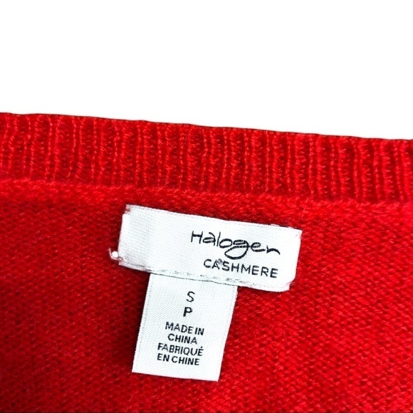 HALOGEN 100% Cashmere Sweater Autumn Red V-Neck‎ Fall Holiday Pullover Size S - Picture 6 of 8